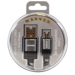 Warner Micro USB Cable Deluxe Charger 12ct Display 2.1 Amp Output Grey