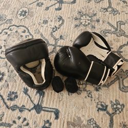 Boxing Gloves Set with Headgear and Wraps