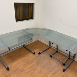 Glass Office Desk L shaped