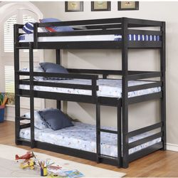 Dallas Triple Triple Bunk Bed – Brand New (Grey, Unassembled)