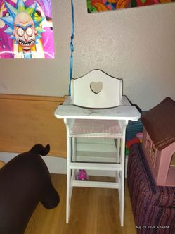 Wooden Doll High Chair with Heart Detail