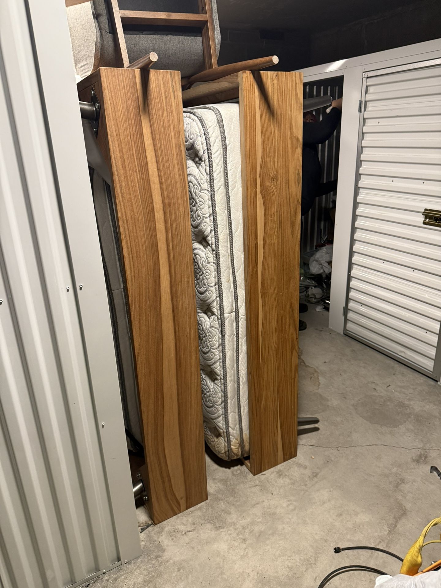 Two(2) Oak Wood Bed Frames With Queen Size Mattresses