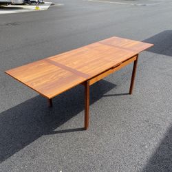 Mid Century Modern Danish Teak Extendable Dining Table By Ansager