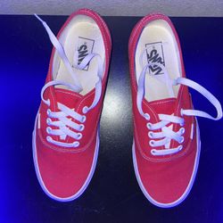 Red Authentic Vans Lows Size 9