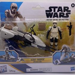 Star Wars Epic World Of Action Scout Trooper w/ Speeder Bike Hasbro 3.75” 1:18
