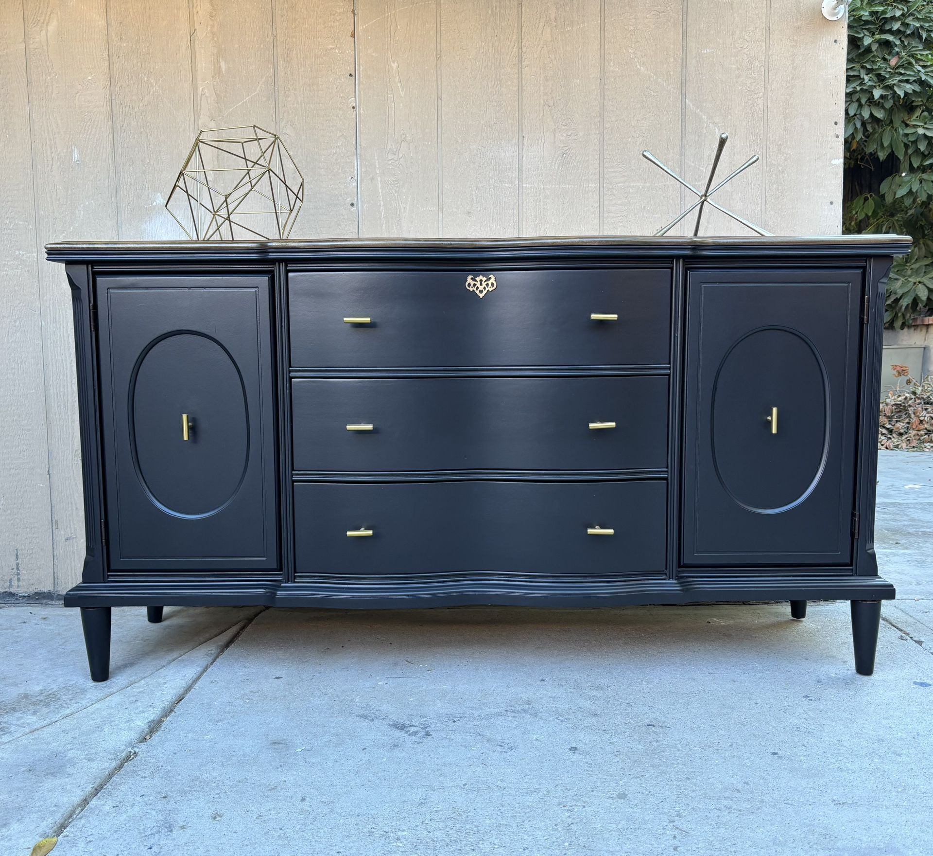 Gorgeous black and walnut console,buffet or credenza