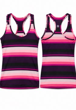Lululemon Cool Racerback Tank Pink Purple Stripe Size 6
