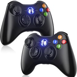2 Pack Replacement for Xbox 360 Controller, Wireless Controllers Gamepad Upgraded Joystick Compatible with 360 & Slim, Windows 11/10/8/7 PC Controller