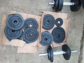 Bench two curl bars & 105lbs of weights