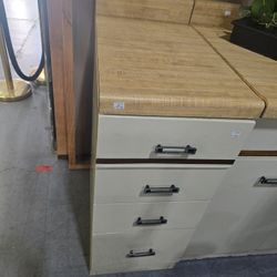 Vintage Metal Cabinet with Countertop and 4 Drawers
