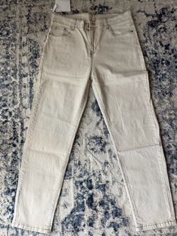 Cream Wide-Leg Jeans with Tags