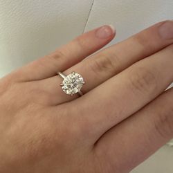 Top Quality Moissanite Engagement Ring Oval with Hidden Halo