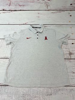 Angels, Nike dry fit men’s button up shirt.  No rips or tears, but does have one small stain  in the back indicated  in picture .          Baseball, M