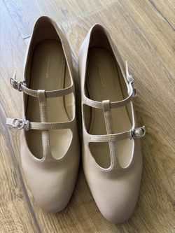 Brand New Apricot Mary Jane Flats, US 6.5 — Buckle T-Strap