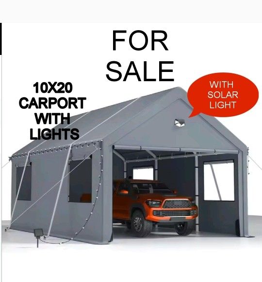10' x 20' Heavy Duty Carport with Roll-up Visual Windows, Reinforced Party Tent with Removable Sidewalls & Doors for Parties, Wedding, Outdoor Events,