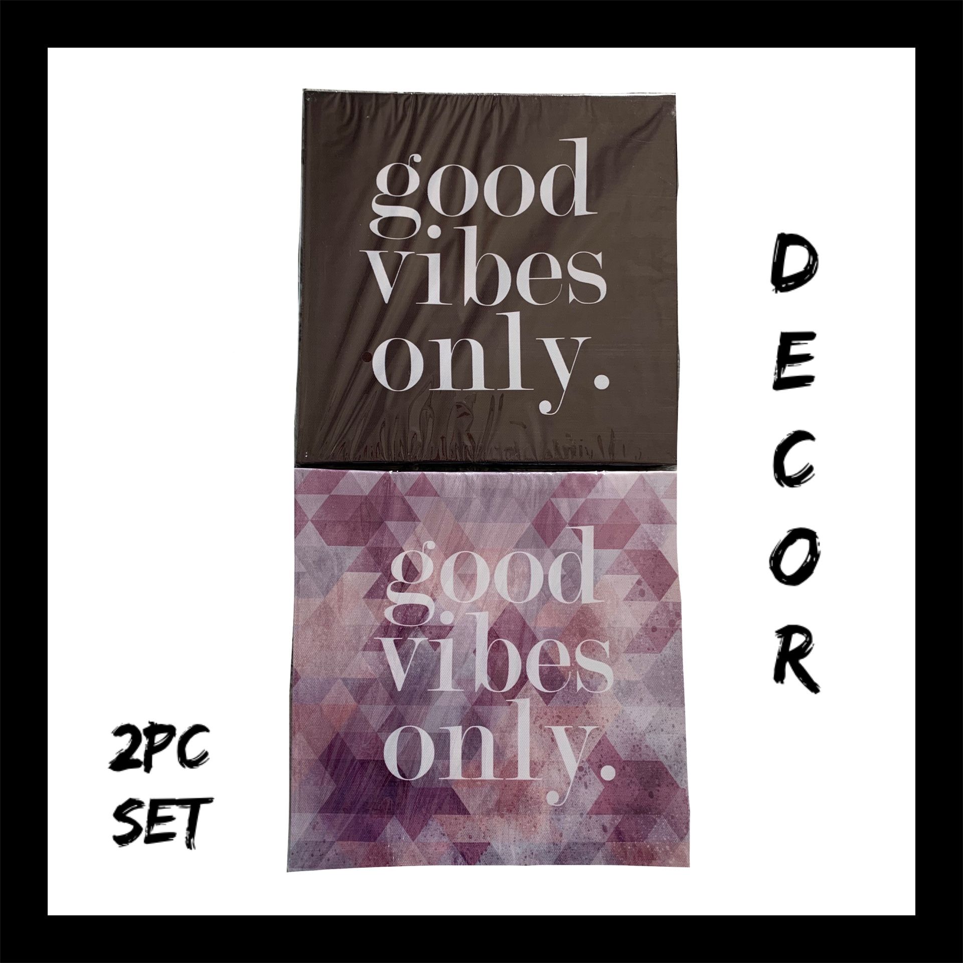 NIB Good Vibes Only. 2Pc Canvas Set