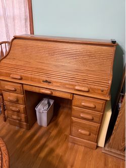 Oak roll top desk