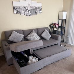 Grey L Shaped Sofa Plus Bed