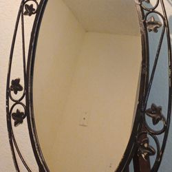 Antique Iron Framed Wall Mirror 