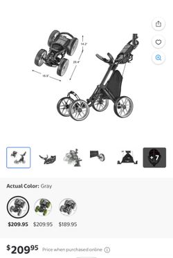 Caddytek CaddyCruiser ONE V8 Golf Push Cart, Dark Grey