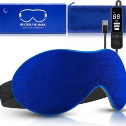 new Heated Eye Mask, Dry Eye Mask Heat Eye Compress with Flaxseed, Warm Eye Compress Heating Pad with Temperature Timer Control for Sleep, Blepharitis