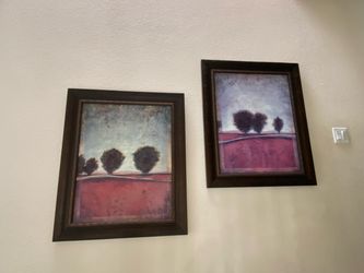 Framed Landscape Art Print with Trees