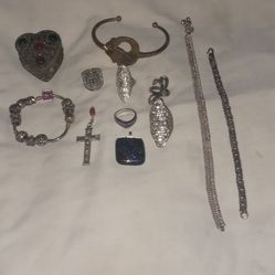 Old Vintage Silver Jewelry Lot