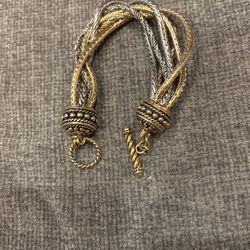 Silver And Gold Tone  Twisted Bracelet Toggle