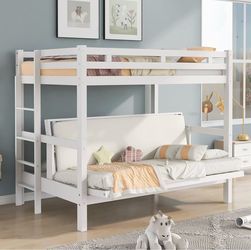 Twin over Full Bunked Beds with two mattress