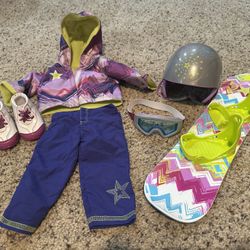 American Girl Snowboard Helmet Goggles Boots Star Of The Slopes Jacket Pants Set