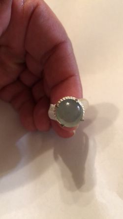 925 sterling silver certified A grade jade ring size 7.5
