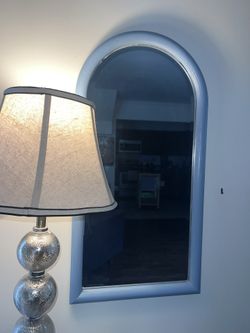Arched Blue Mirror Wooden Frame