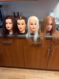 Lot of 4 Cosmetology Mannequin Heads with Hair