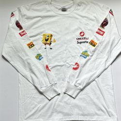 White Supreme x SpongeBob Tee Sizes Medium,Large