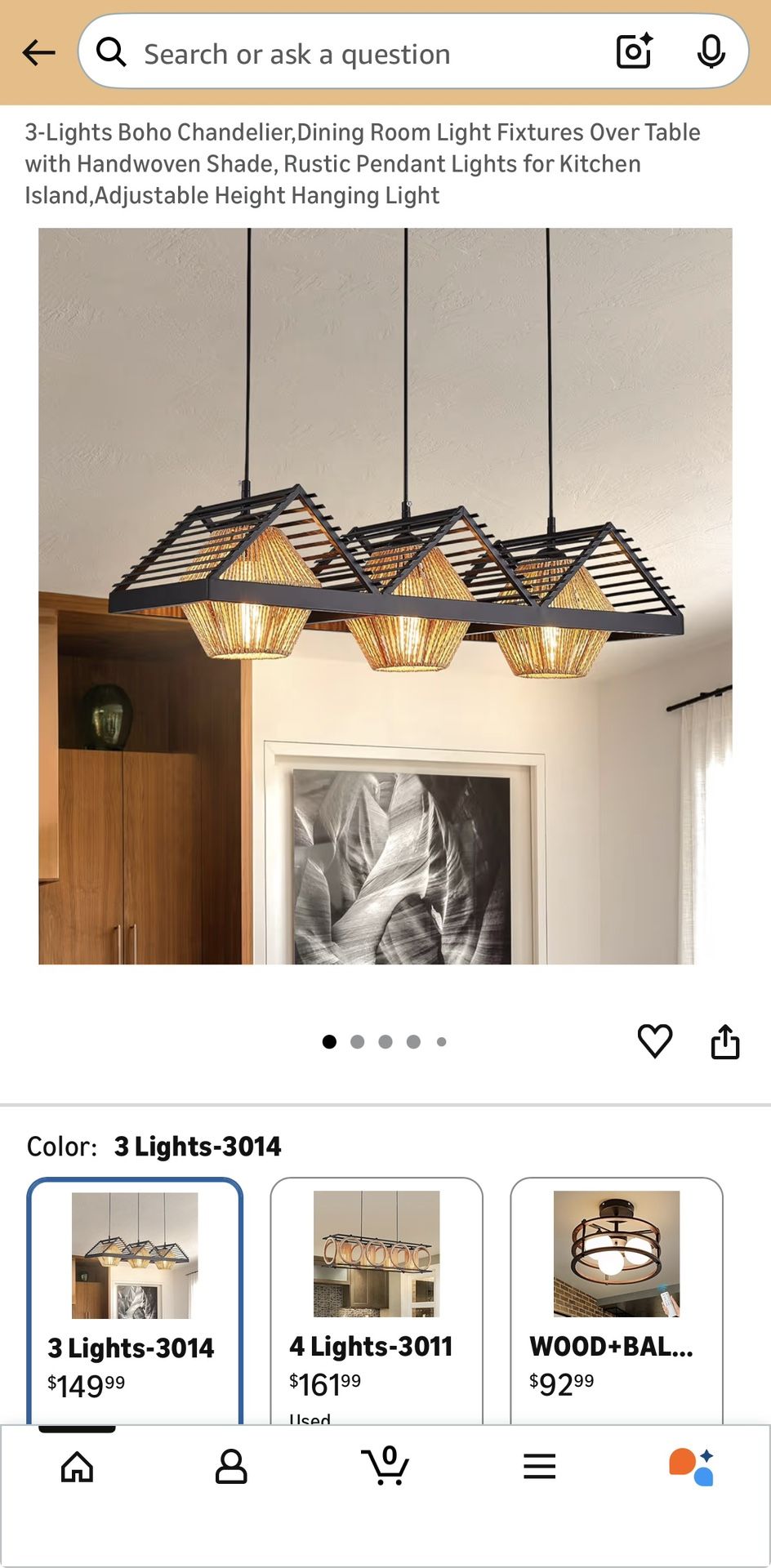 3 Lights Boho Chandelier