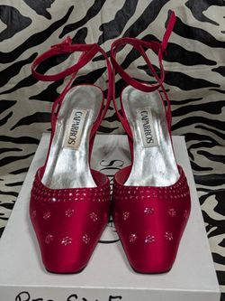 Red Satin Heels