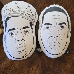 Biggie & Jay-Z  Rapper Hip Hop Throw Pillows / Collectible / Notorious Big / Decorative / Rare / Unique / Rap