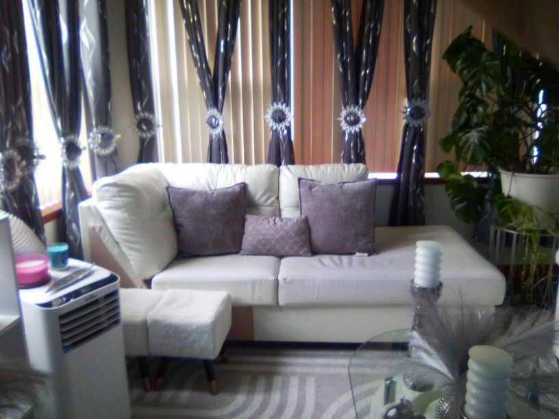 White Leather Sectional