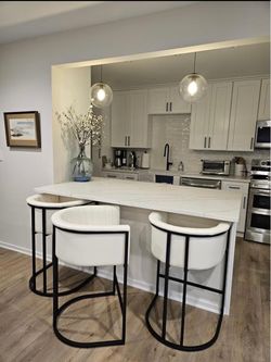 3 New Cream & Black Counter Height Bar Stools