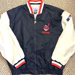 Vintage 90s Cleveland Indians Windbreaker Jacket Pro Player Men’s Size Large