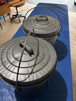 2 Behrens Galvanized Steel Locking Lid Can