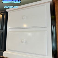 White Pinewood Dresser Nightstand 2 Drawer