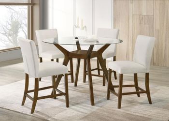 DINING SET GLASS TOP COUNTER /Conjunto de comedor redondo de vidrio
