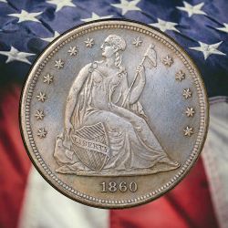 1860 Seated Liberty Dollar Silver Plated Novelty Coin - Cir