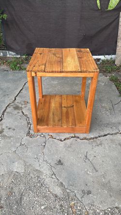 Wood Side Table with Bottom Shelf
