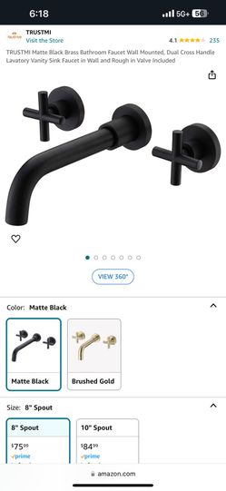 TRUSTMI Matte Black Brass Bathroom Faucet Wall Mounted