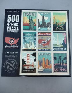 Puzzle American Flat Iconic Cities 500 piece 18 x 24 New