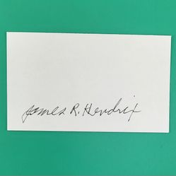M/Sgt. JAMES R. HENDRIX WWII Medal of Honor 4th Armored Division Signed 3x5 Card COA MOH
