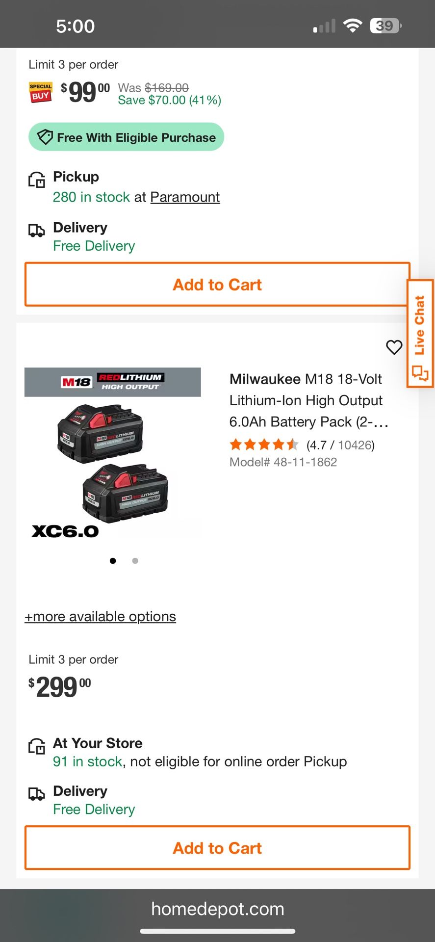 Milwaukee M18 XC6 Battery 2pk