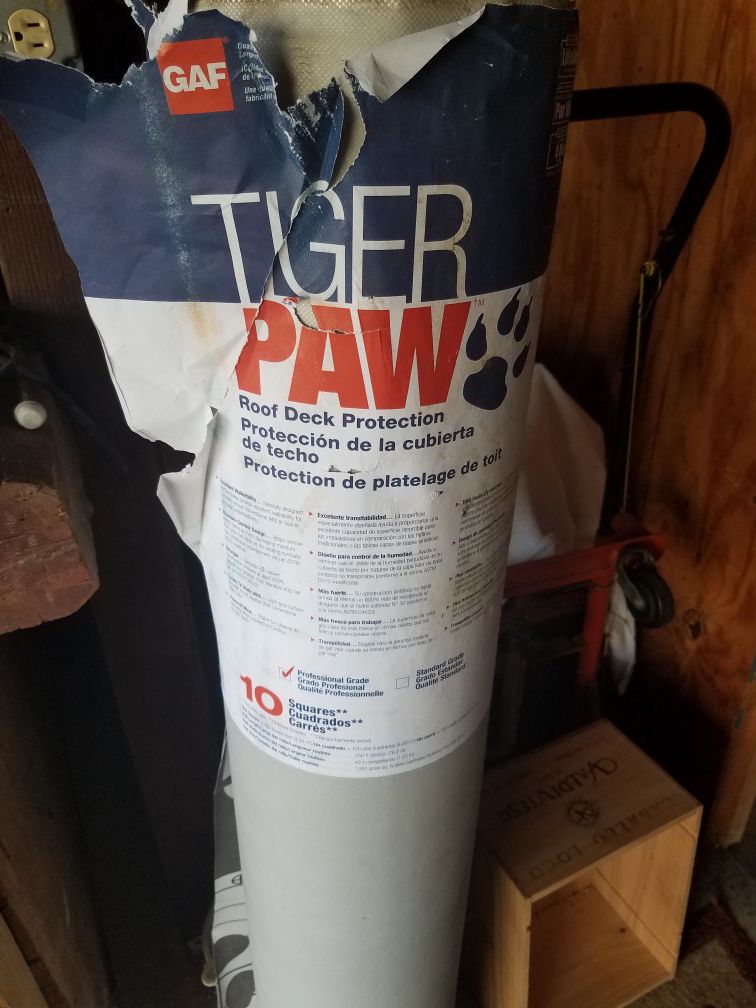 New unused roll of Tiger Paw roof deck underlayment